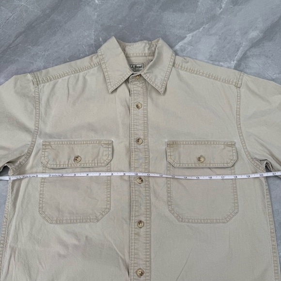Men’s L.L. Bean Sunwashed Canvas Short Sleeve Button Down Cotton Shirt Small - Picture 15 of 16